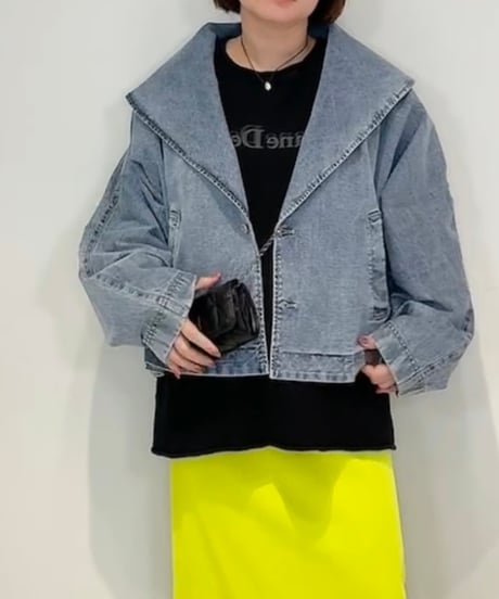 【ayane】  816314 ショールカラーデニムダブルジャケット