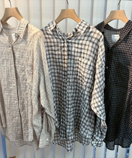 【cafune & passione 26SS】 shirring check relax shirts