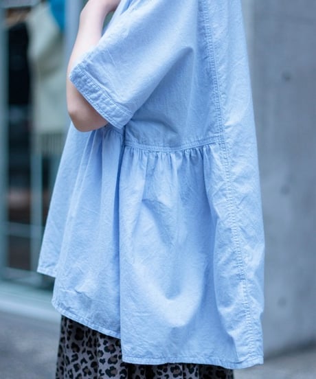 【D.M.G】16-0829X  60ローン サイドギャザーシャツ