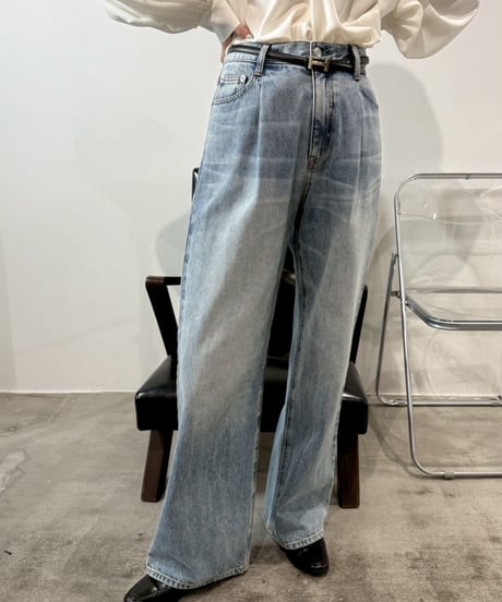 【cafune】  535602 tuck baggy denim pants