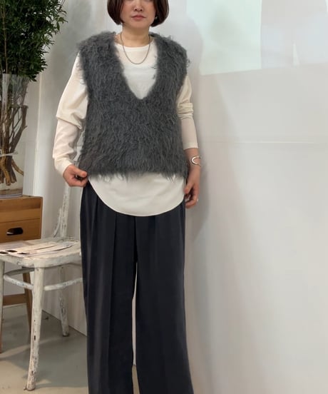 【cafune】535623 silk touch polyester wide easy pants