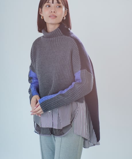 【Lallia Mu 26AW】2614432 ブロックカラー2WAYニット