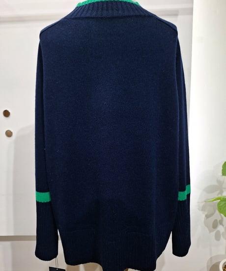 【ATELIER SIX】11256517　ウールカシミヤ配色ロゴニット
