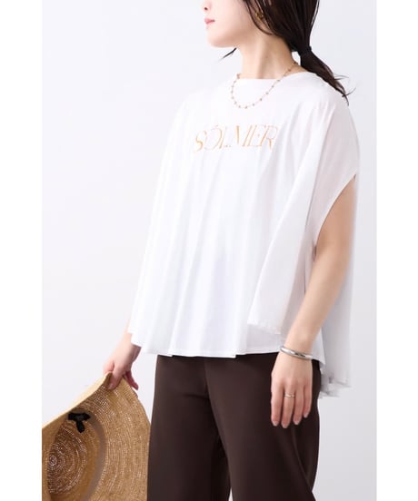 【MICA&DEAL】 0126209135 接触冷感-"SOLMER"ロゴフレアスリーブT-shirt