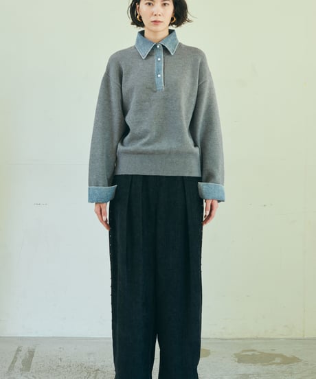 【ruxe 26AW】2634422 デニム切り替えドッキングニット