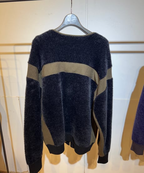 【Lallia Mu 26AW】2614438 バイカラーシャギーニットブルゾン