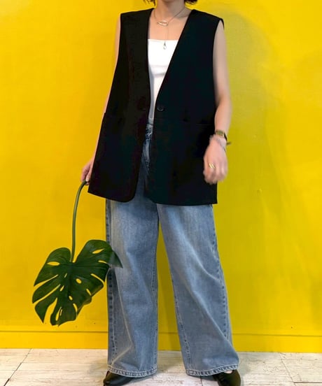 【cafune】615405 drape washer V neck gilet