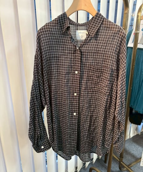 【cafune & passione 26SS】 shirring check relax shirts