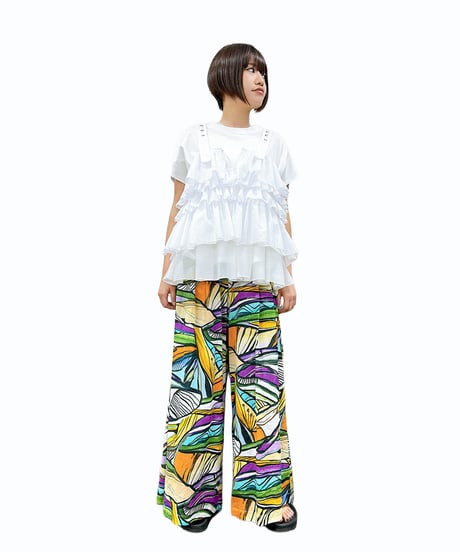 【ayane】 836621（限定商品） ヨーロッパ生地プリントワイドパンツ