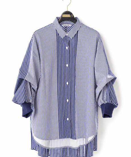 【Lallia Mu 26AW】2614692 バックプリーツストライプシャツ