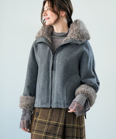【Lallia Mu 26AW】2614213 ファーフードショートコート