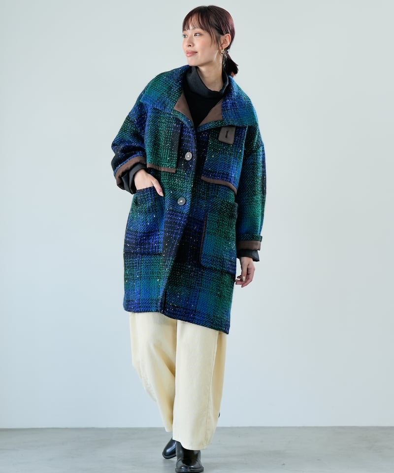 Lallia Mu 26AW】2614177 スノーネップチェックコート | selects
