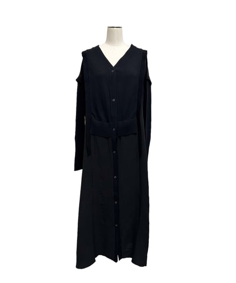 【ayane 26AW】  856741 ニットドッキングロングワンピースカーディガン