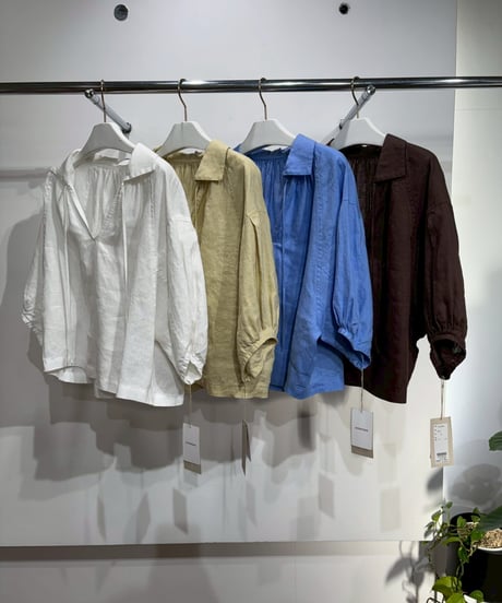 【cafune】625906　French linen form sleeve pullover