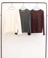 【LE MÉLANGE】8641005 レーシージャージーヘンリーネックTee