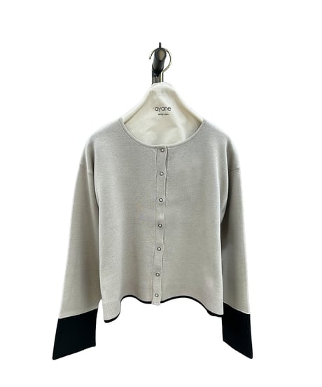 【ayane 26AW】  856706　袖口バイカラー接結ニットカーディガン