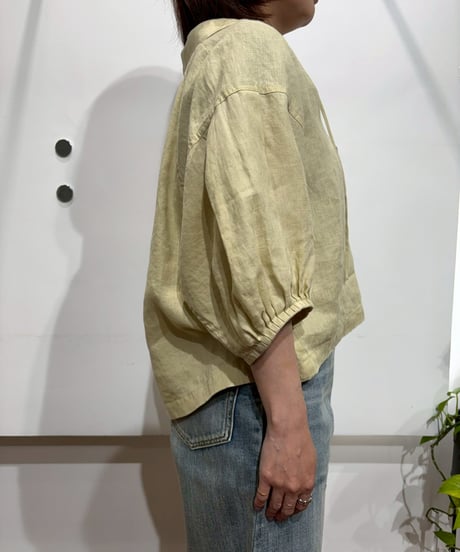 【cafune】625906　French linen form sleeve pullover