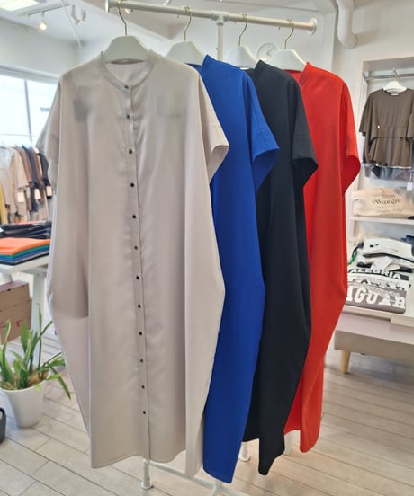 【ATELIER SIX】 21255509 麻調合繊ワイドシャツワンピース