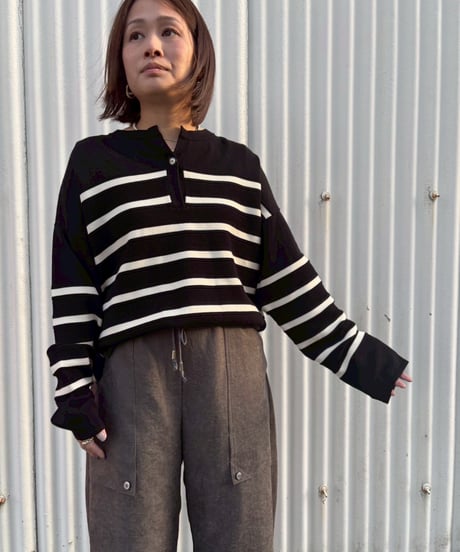 29【Lallia Mu 26AW】 2613413 ボーダープルオーバーニット