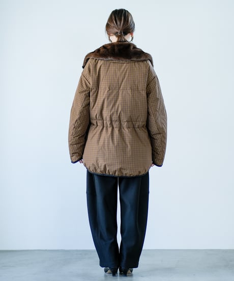 【Lallia Mu 26AW】2614051 ミンクカラーチェックダウンコート