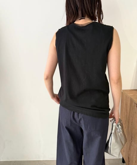 【cafune】525922 tulle combi tank top