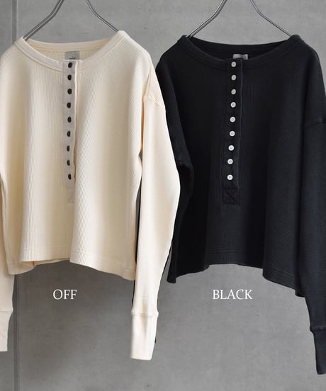 【alee】851323 多ボタンヘンリーネックTee