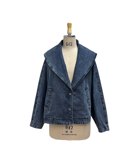 【ayane】  816314 ショールカラーデニムダブルジャケット