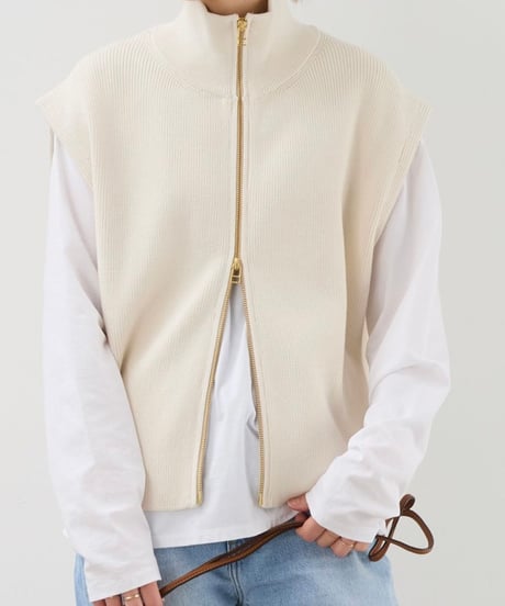 【MICA&DEAL】0125308248 ジップアップ畦ニットベスト