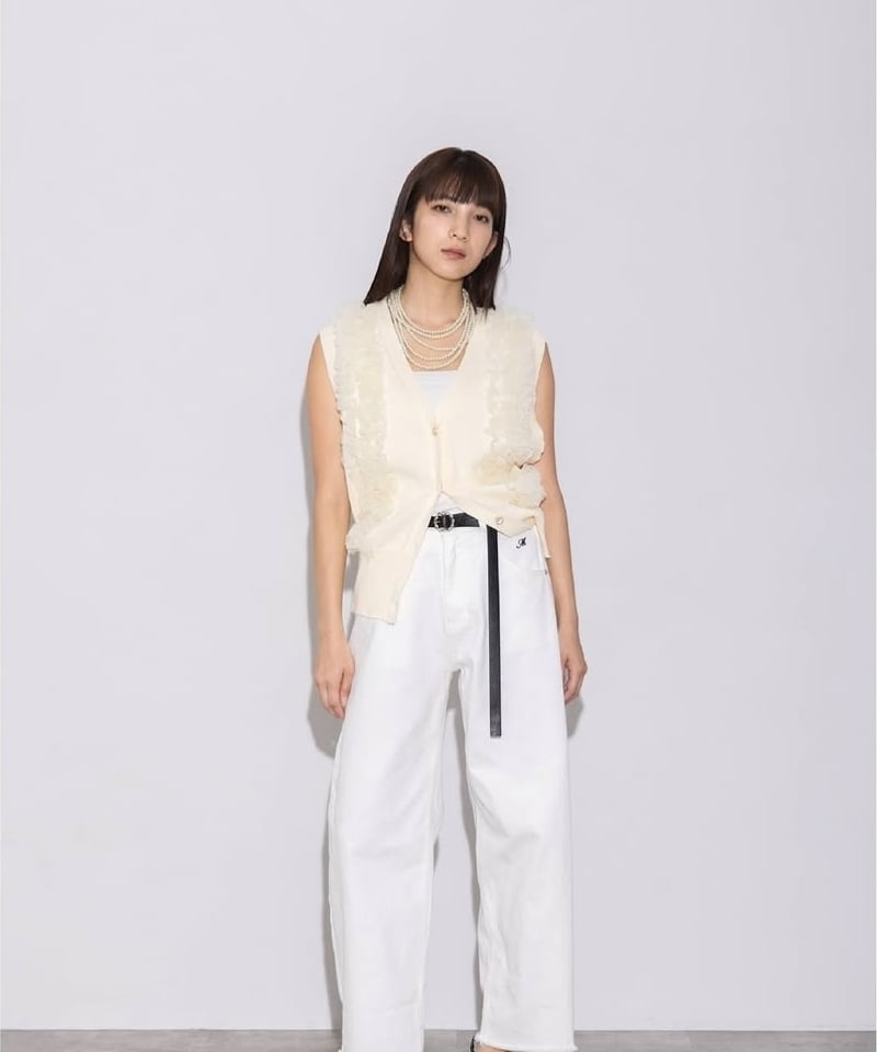 vintage shopリメイク　サーマル　裾フリルベスト H アッシュ - ヴィンテージセレクトショップ