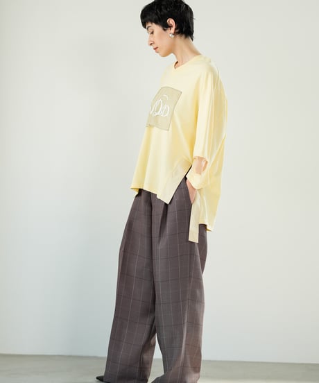 【LalliaMu】2611572　オーガンジースリーブビッグTシャツ