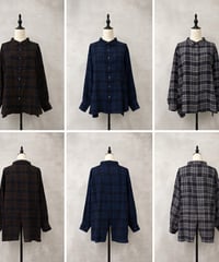 【siro de la bonte】R643316 crinkle check back slit shirt