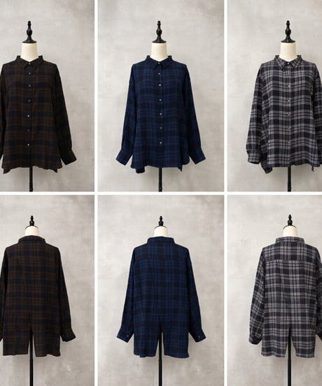 【siro de la bonte 26AW】R643316 crinkle check back slit shirt