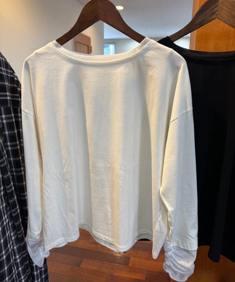 【siro de la bonte 26AW】R643206　30/-highgage cotton×georgette　docking L/S Tshirt