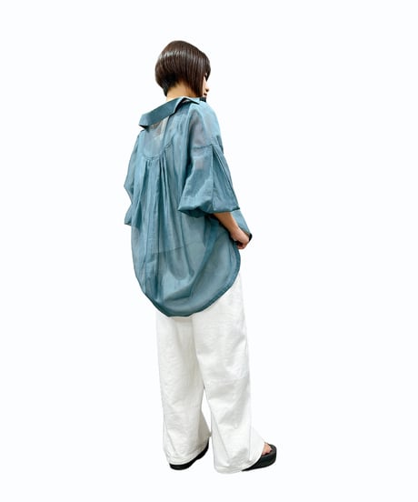 【ayane 26AW】  836624 (レギュラー丈)ホワイトデニムバレルレッグペイント加工パンツ