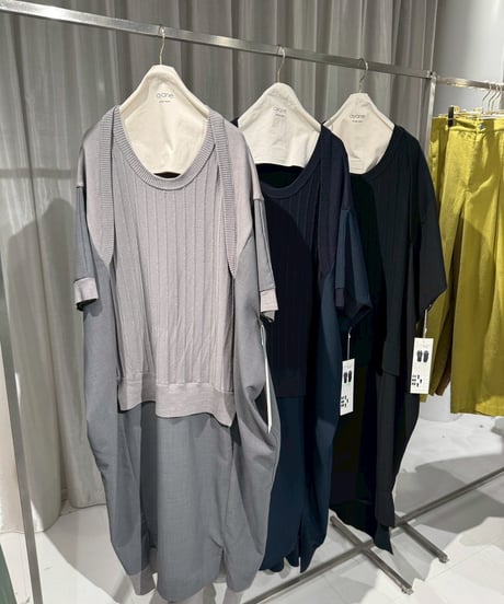 【ayane】  826513 ニットドッキングドルマンワンピース