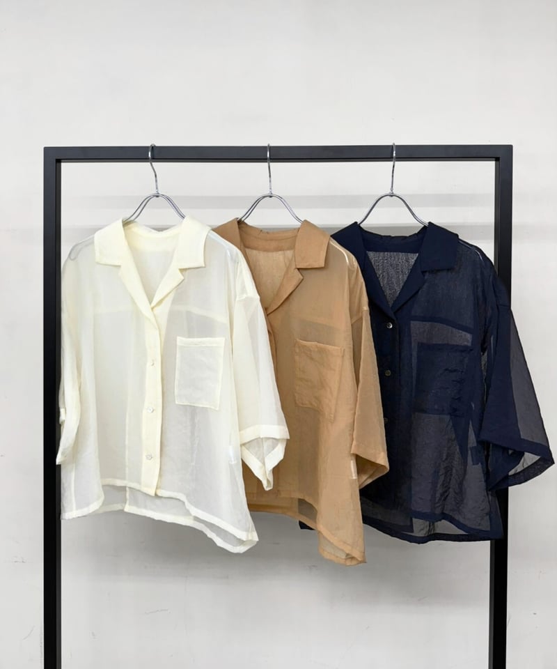 【新品】cafune カフネ　キュプラオーガンジーショートシャツ　キャメル cafune】525913 cupra organdy short shirt | sele