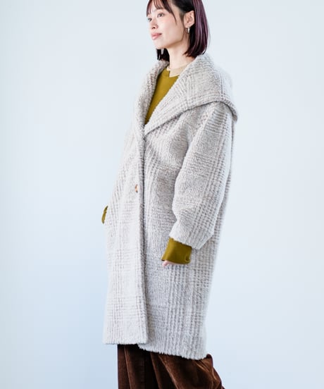 【Lallia Mu 26AW】2614171 ビッグカラーチェックコート