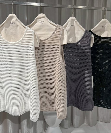 【ayane】  826540 ニットメッシュAラインタンクトップ