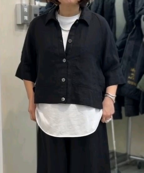 【cafune】525908 French linen short shirt　フレンチリネンショートシャツ