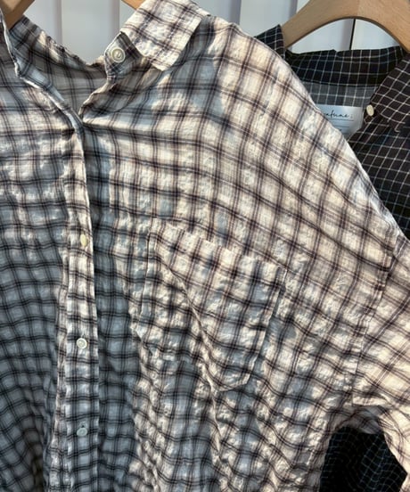 【cafune & passione 26SS】 shirring check relax shirts