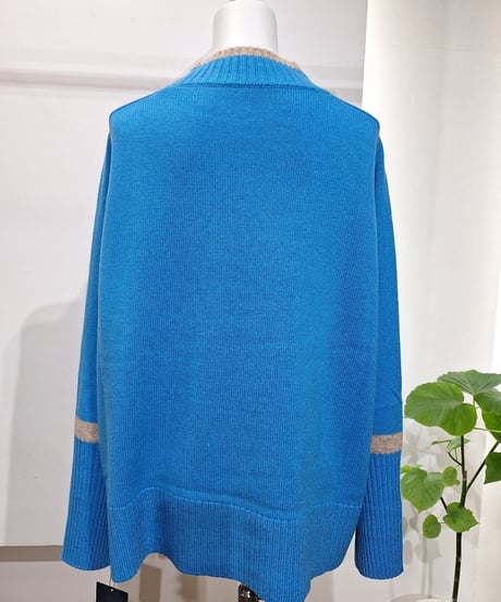 【ATELIER SIX】11256517　ウールカシミヤ配色ロゴニット