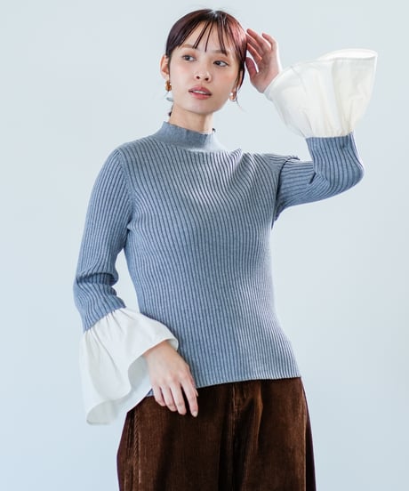 【Lallia Mu 26AW】2614434 デタッチカフリブニット