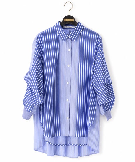 【Lallia Mu 26AW】2614692 バックプリーツストライプシャツ