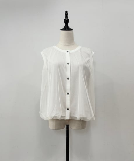 【siro de labonte 26SS】 R623201　balloon vest　2way着用可能　／　tulle docking
