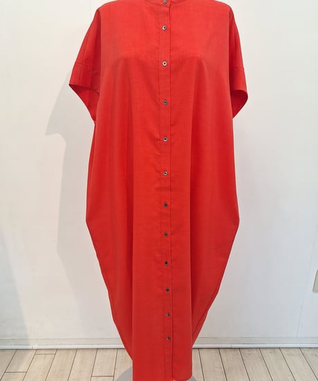 【ATELIER SIX】 21255509 麻調合繊ワイドシャツワンピース