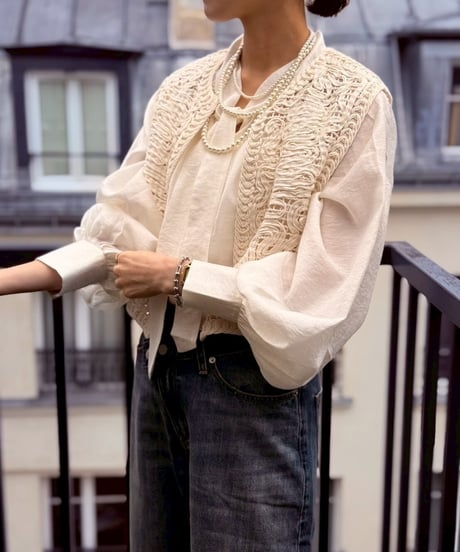 【cafune】615905 sheer tencel bowtie blouse