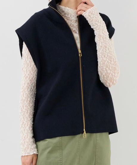 【MICA&DEAL】0125308248 ジップアップ畦ニットベスト