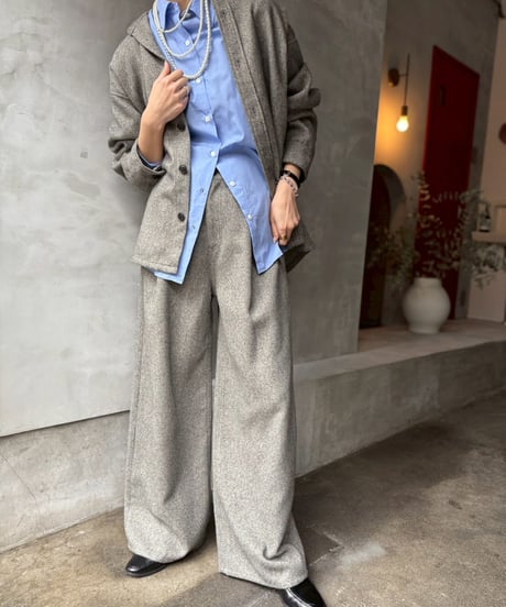 【cafune】545903 TWEEDY polyester back tuck shirt