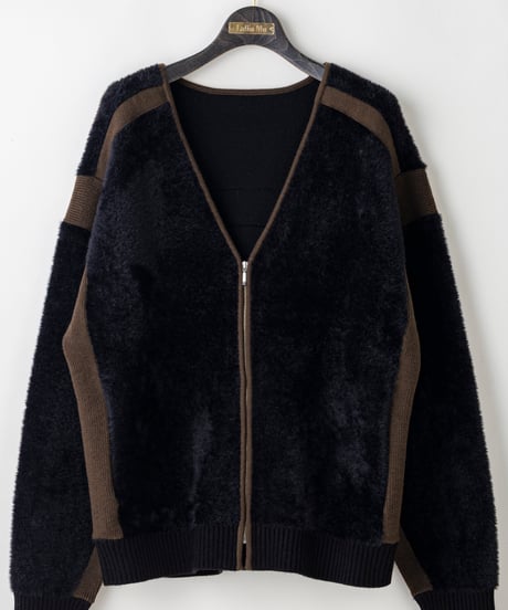 【Lallia Mu 26AW】2614438 バイカラーシャギーニットブルゾン