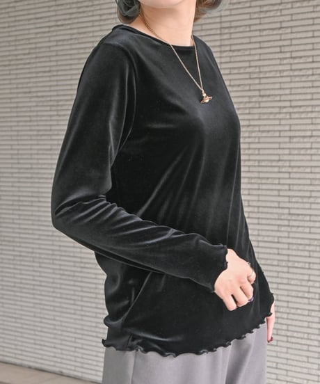【trois】T246-82068 ストレッチベロア ラウンドネックトップス